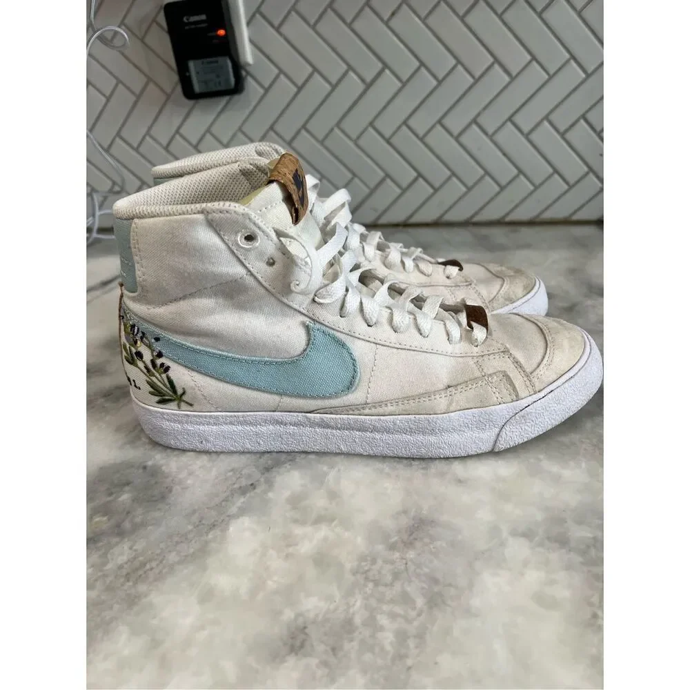 Womens Nike Blazer Mid 77 Indigo Canvas Athletic Shoes High Top Shoes Size 8